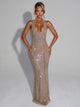 Sirea™ Sequin Sleeveless Sheer Panel Midi Dress