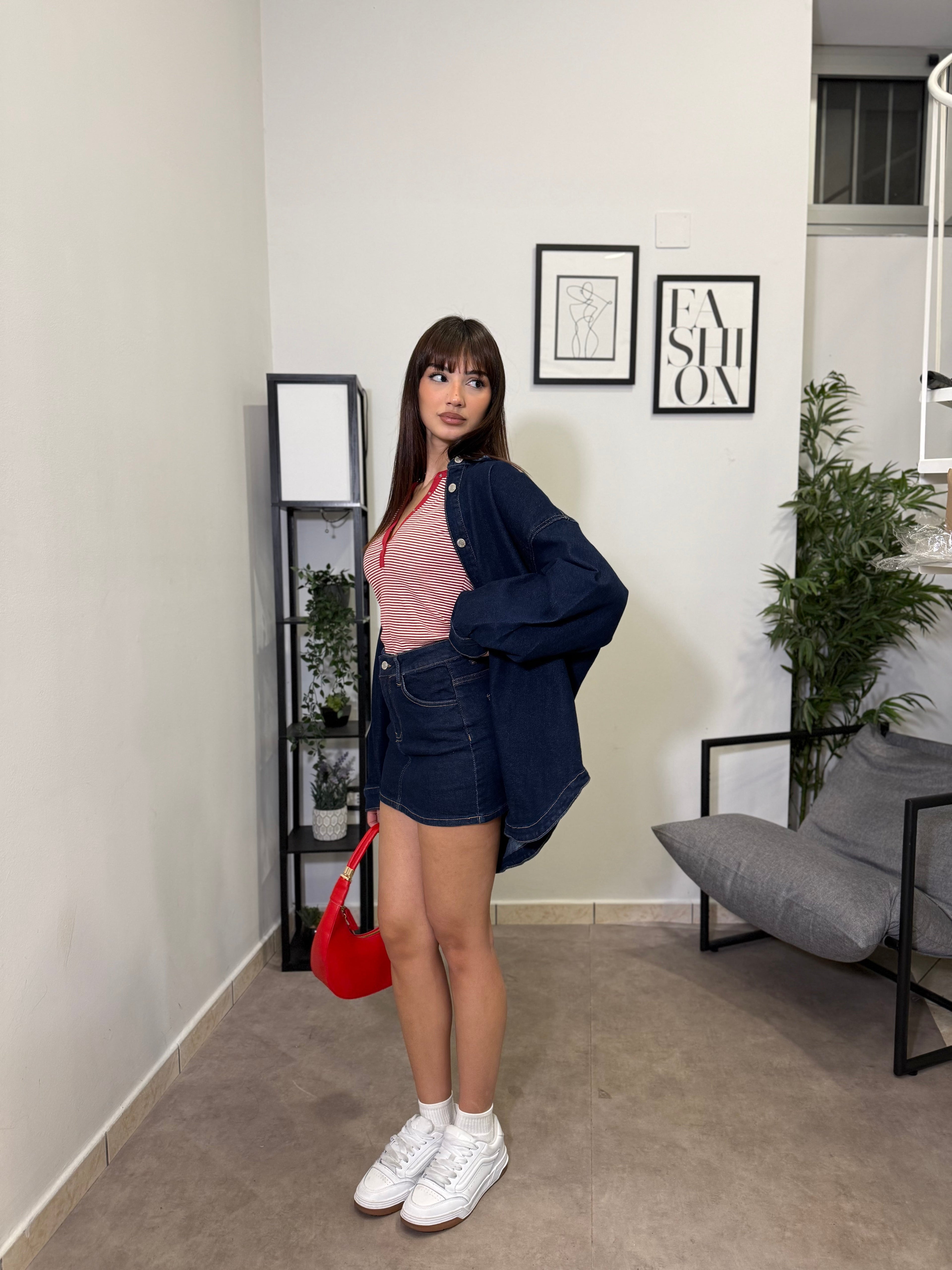 Camicione in denim scuro 25140