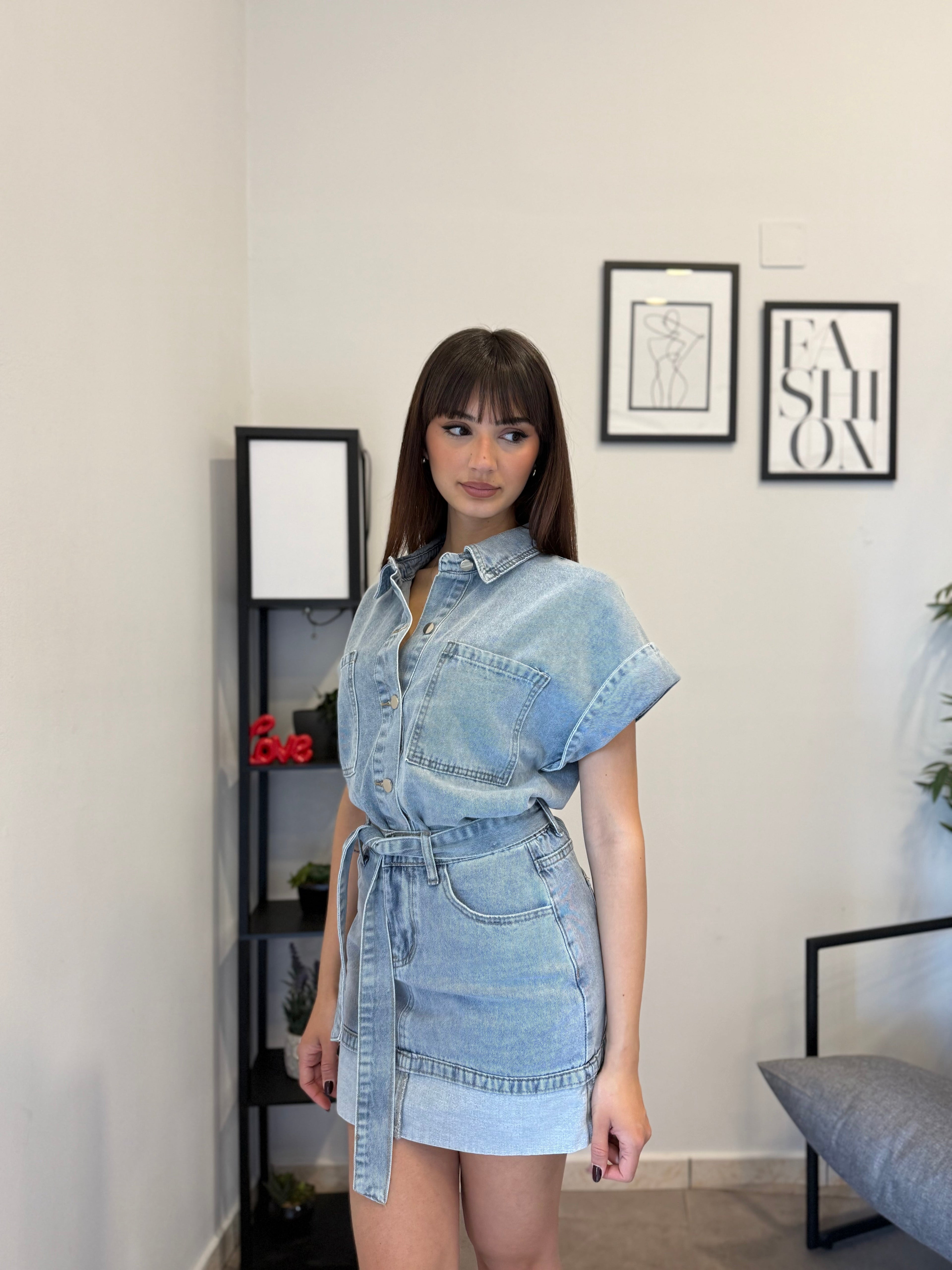 Set-Coordinato in denim chiaro 058