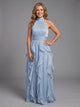 Orea™ High Neck Gathered Ruffle Layers Maxi Dress