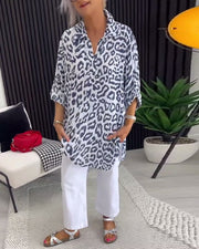 Isobel™ Elegant Leopard Printed Collar Blouse