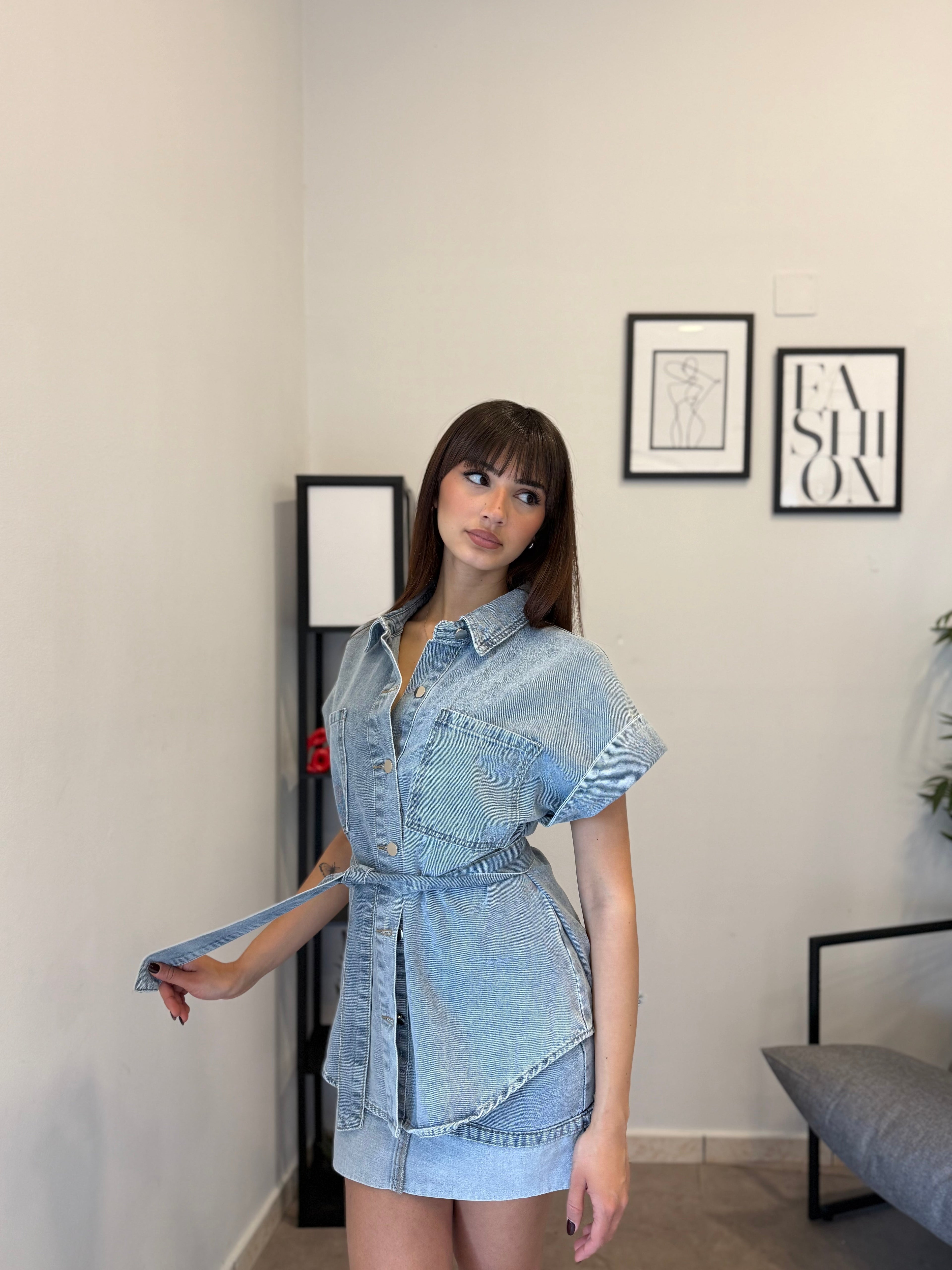 Set-Coordinato in denim chiaro 058