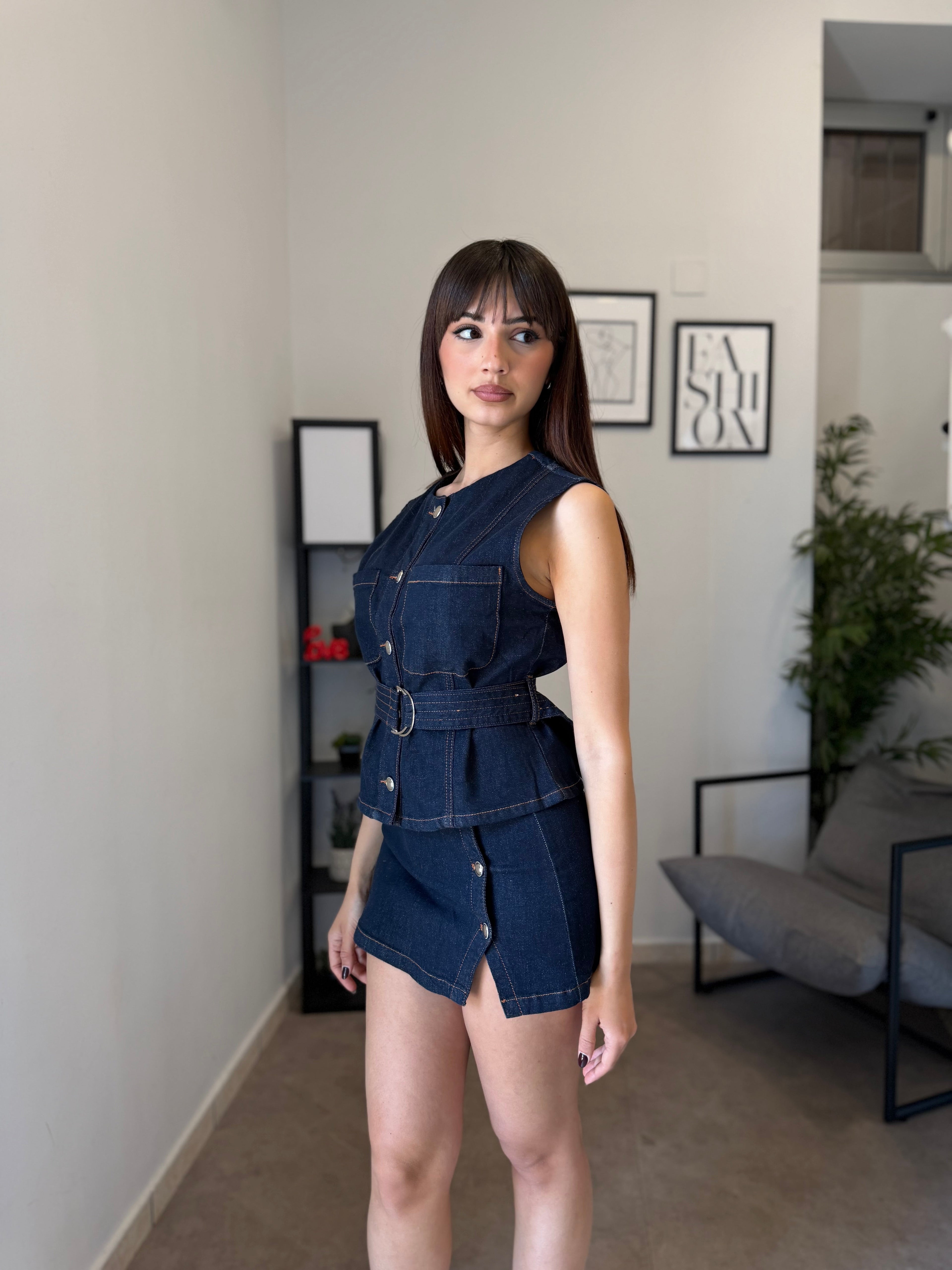 Set-Coordinato in denim scuro  937