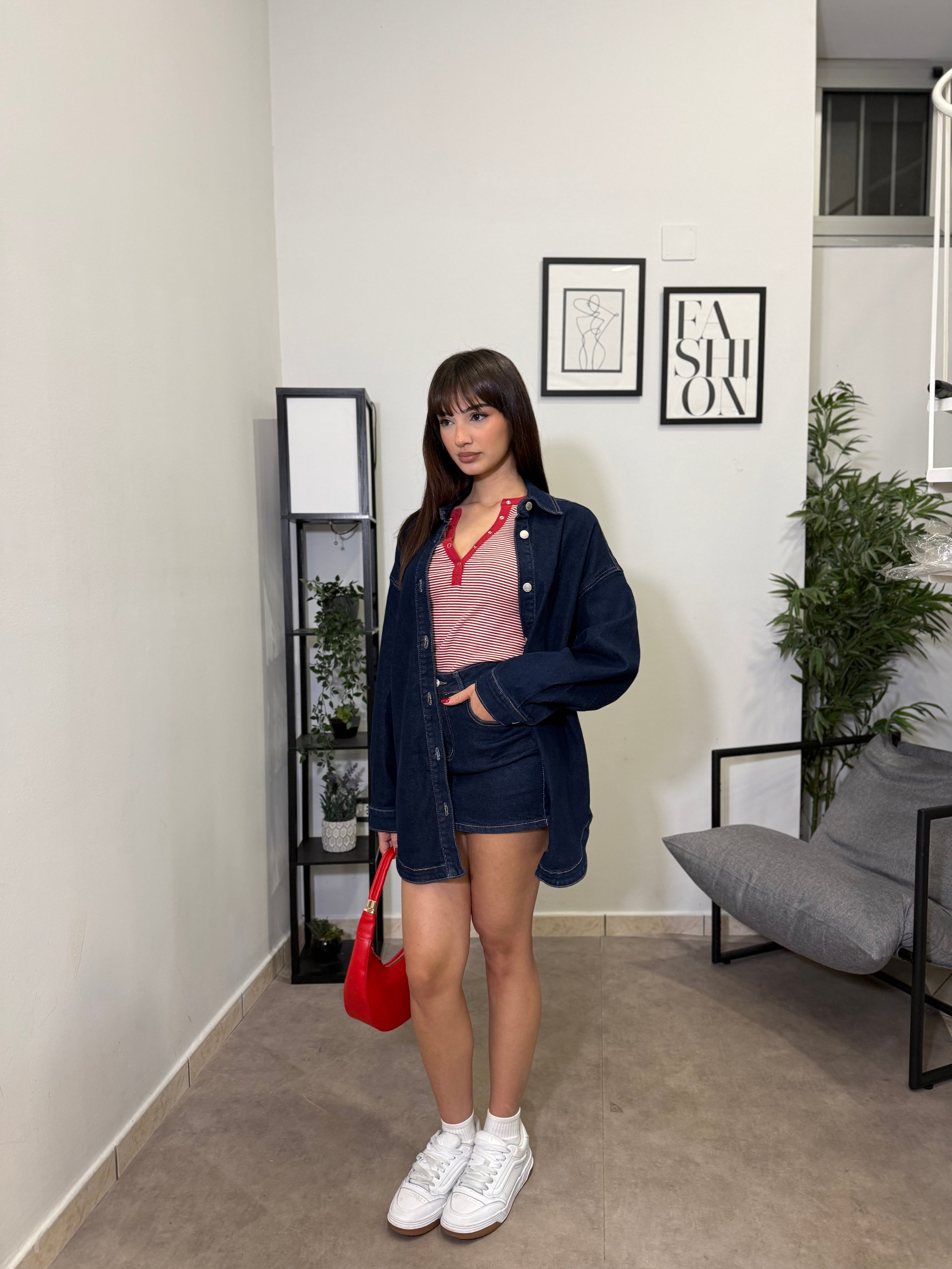 Camicione in denim scuro 25140