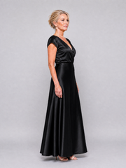 Samouse™ Cap Sleeve Wrap Bodice Maxi Dress