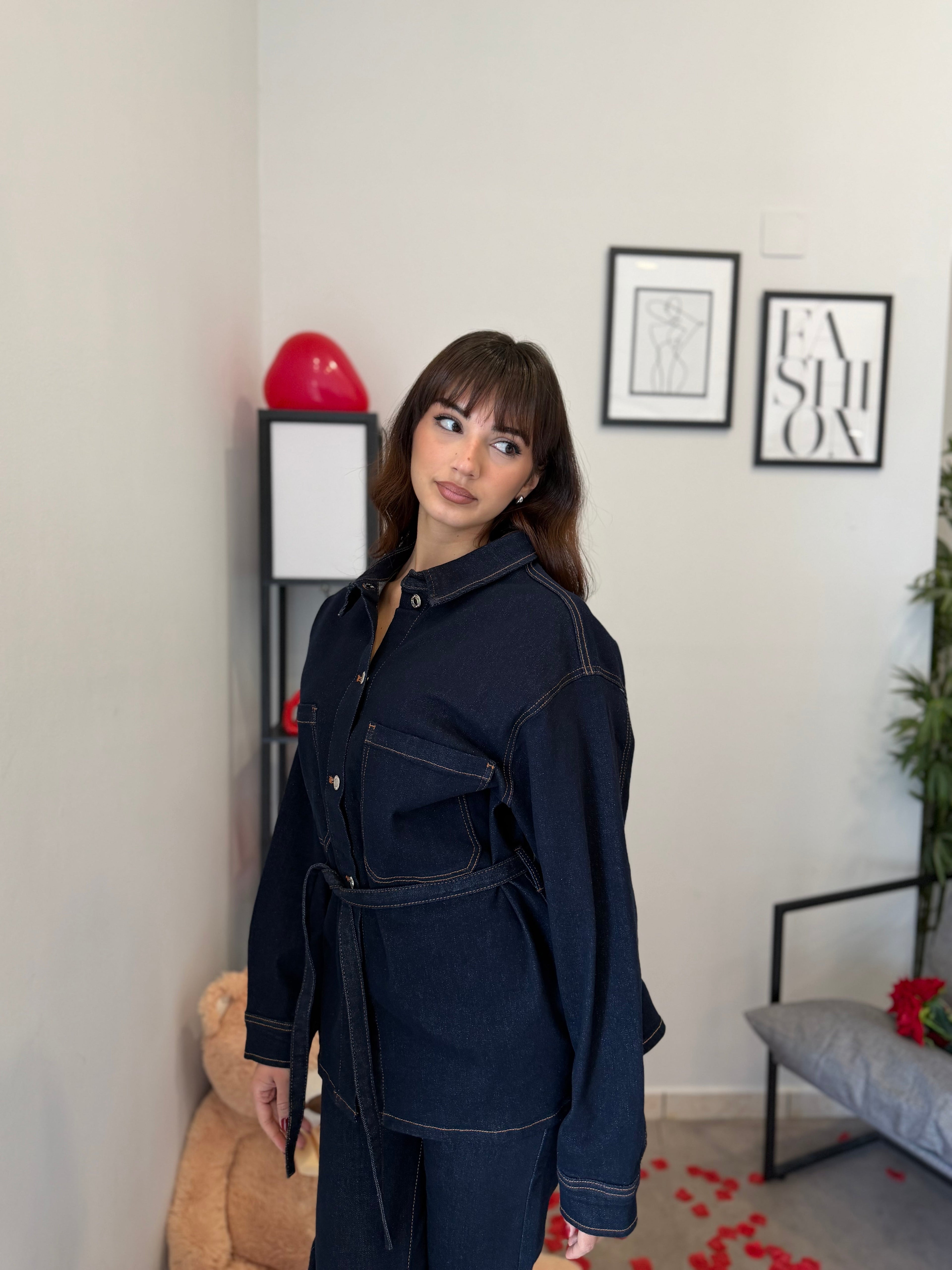 Camicia in Denim Scuro 918