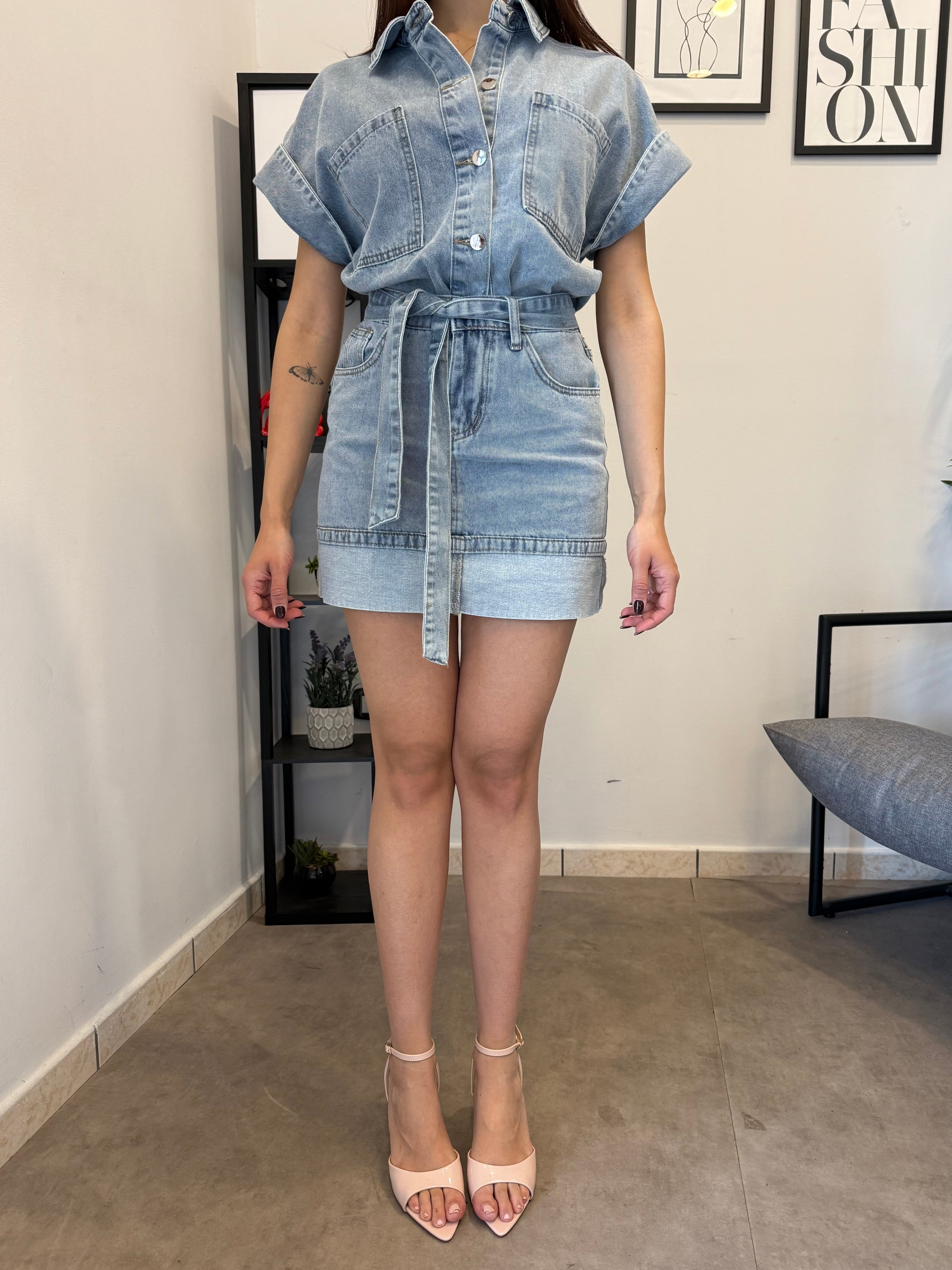 Set-Coordinato in denim chiaro 058