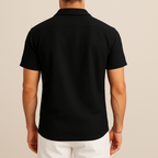 Camisa Negra de Algodón con Pliegues