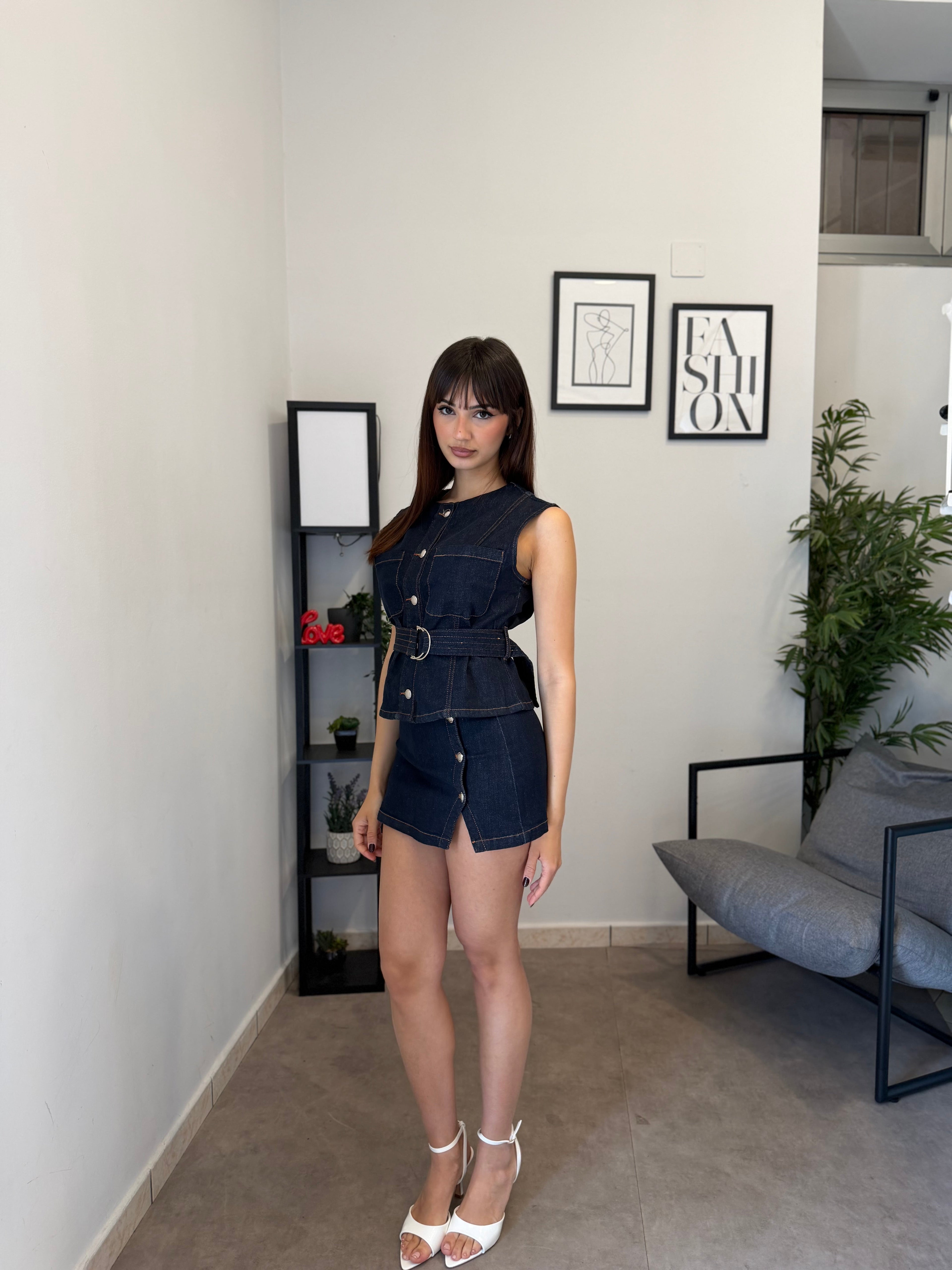 Set-Coordinato in denim scuro  937