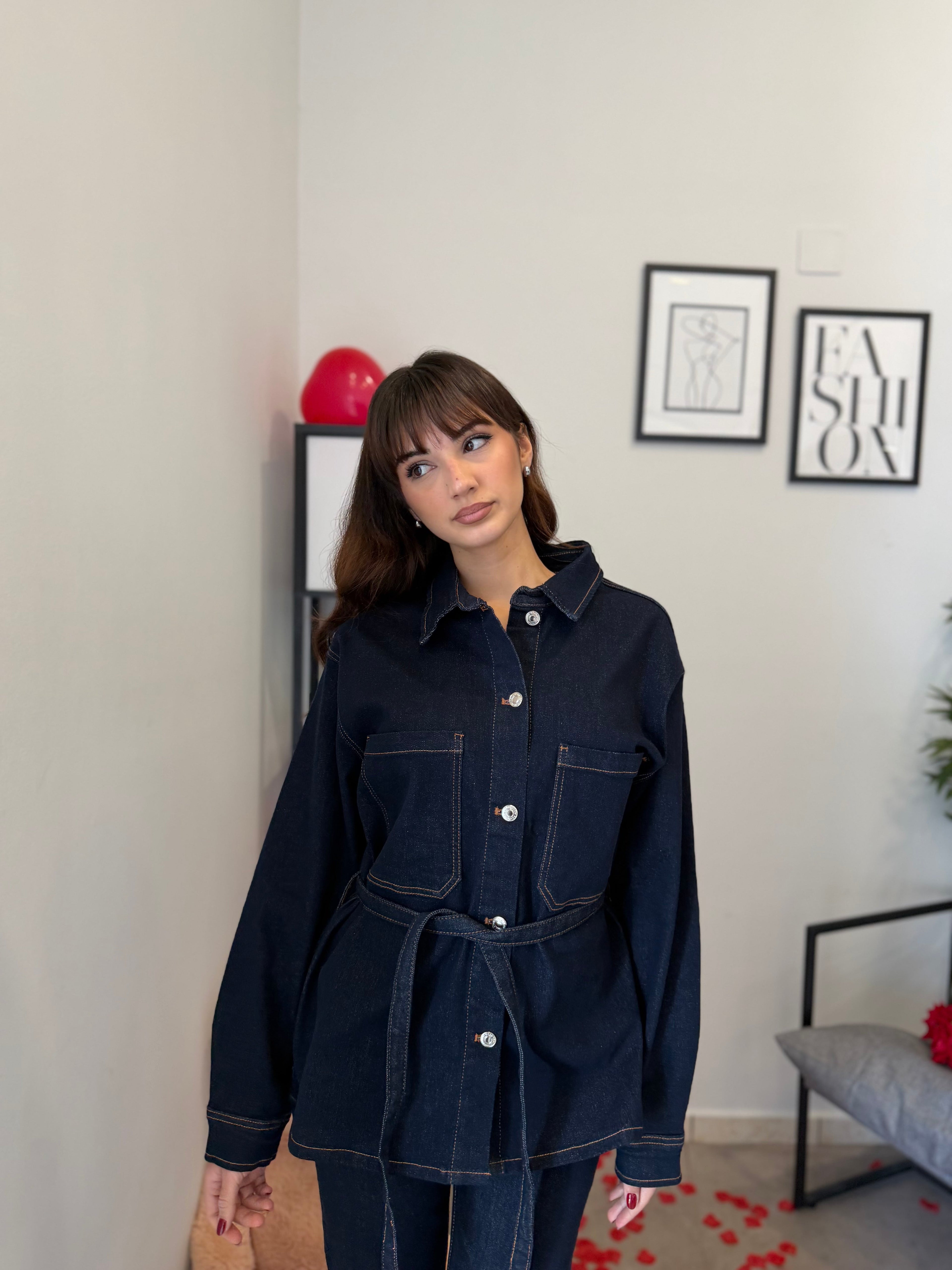 Camicia in Denim Scuro 918