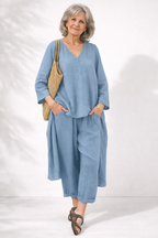 Adriena | Conjunto Elegante de Dos Piezas con Escote en V