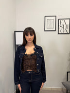 Giacca Crop in Jeans scuro 876