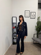 Giacca Crop in Jeans scuro 876