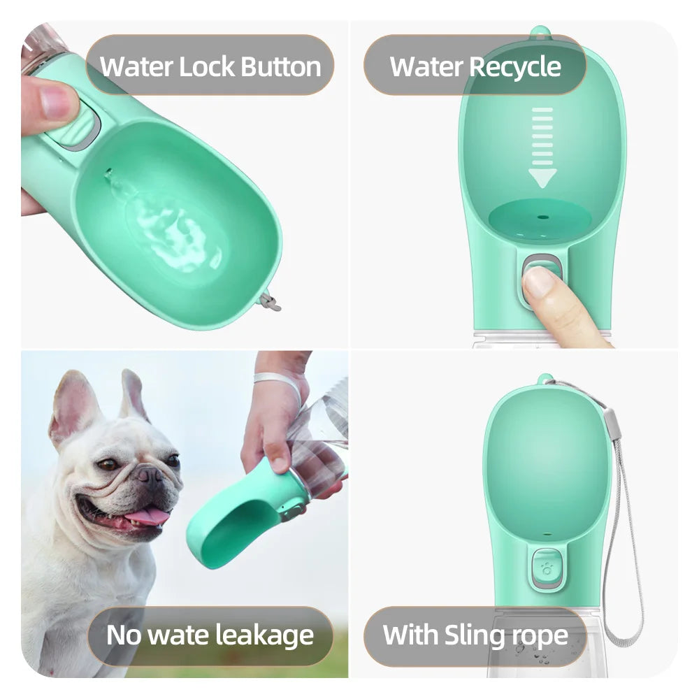 Botella 2 en 1 para mascotas con cuenco para agua y comida