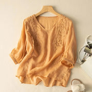 Margarita™ Loose Retro Cotton-Linen Top