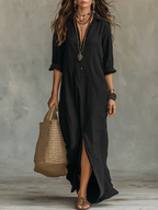 SOLE | VESTIDO LARGO Y HOLGADO CON BOTONES