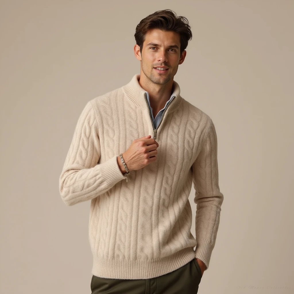 Jersey de Cachemira Aspen con Media Cremallera
