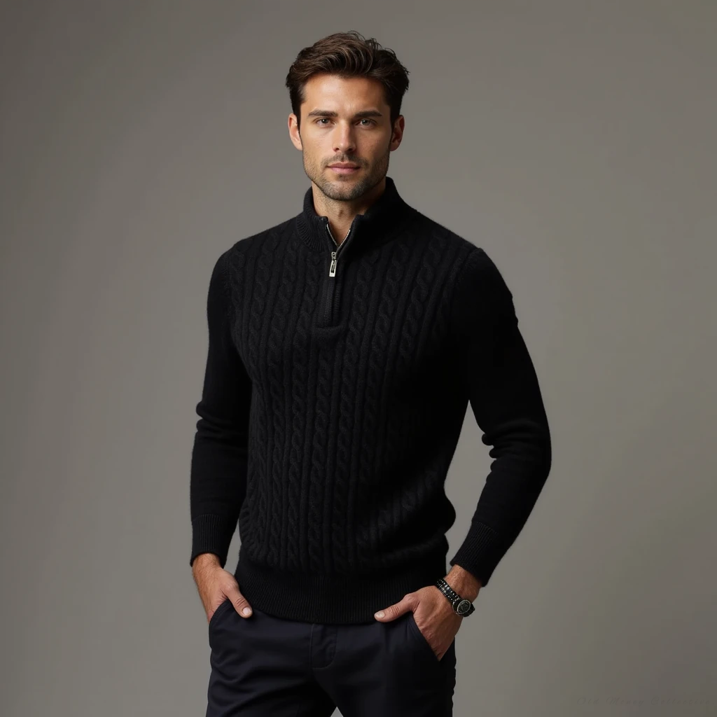 Jersey de Cachemira Aspen con Media Cremallera