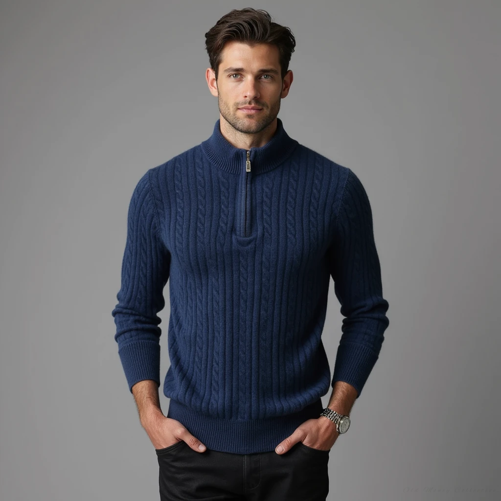 Jersey de Cachemira Aspen con Media Cremallera