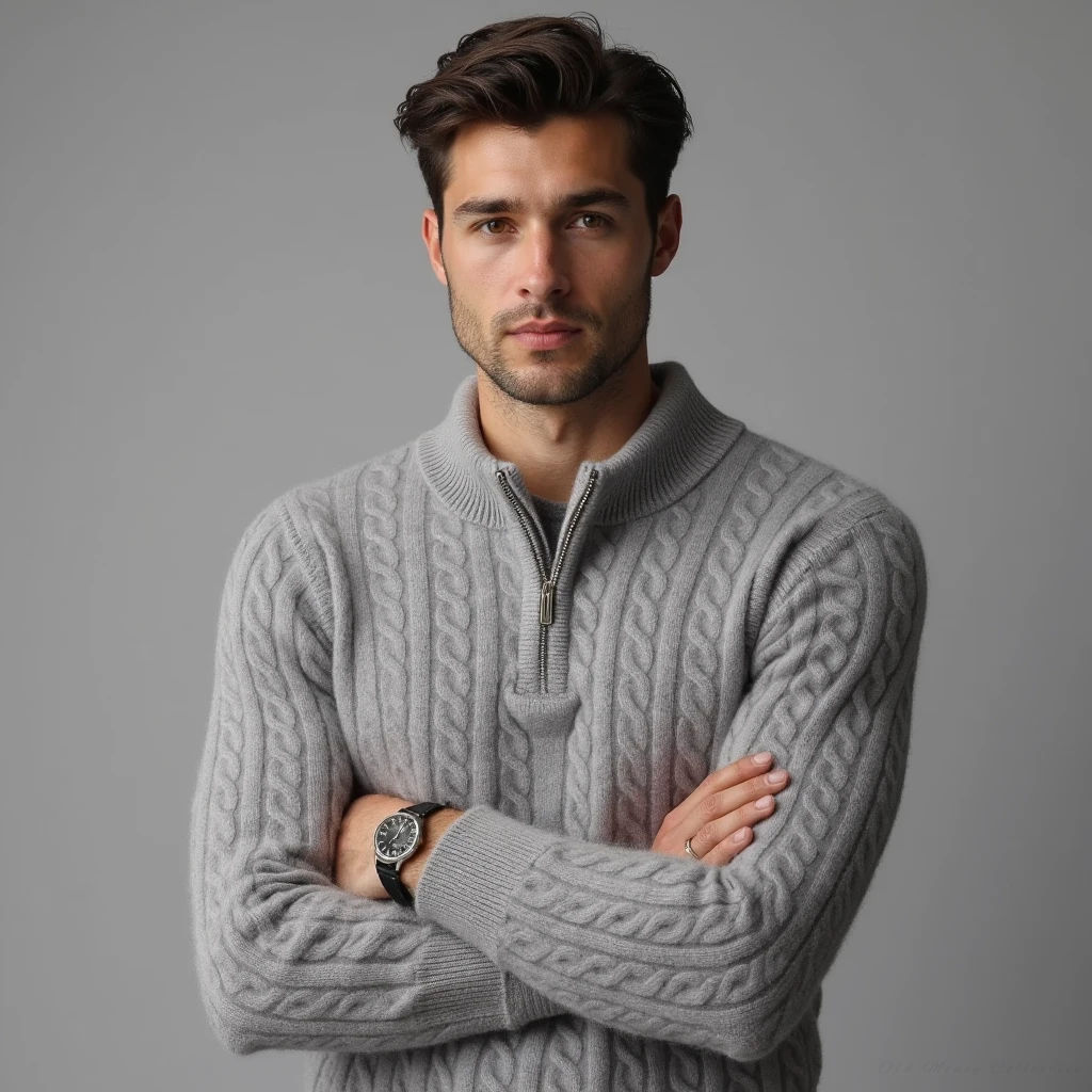 Jersey de Cachemira Aspen con Media Cremallera