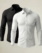 Pack Clásico de 2 Camisas Stretch en Negro y Blanco