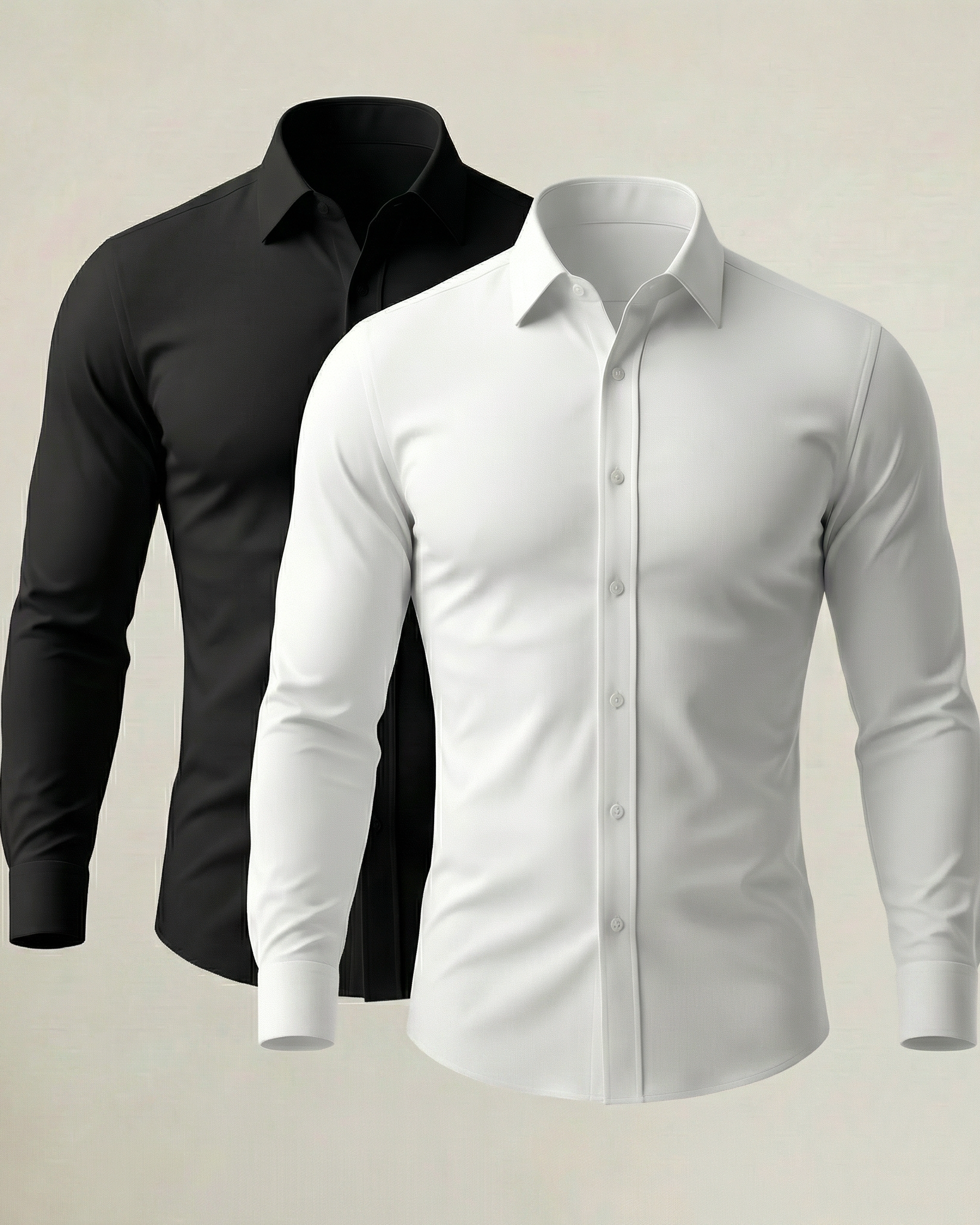 Pack Clásico de 2 Camisas Stretch en Negro y Blanco
