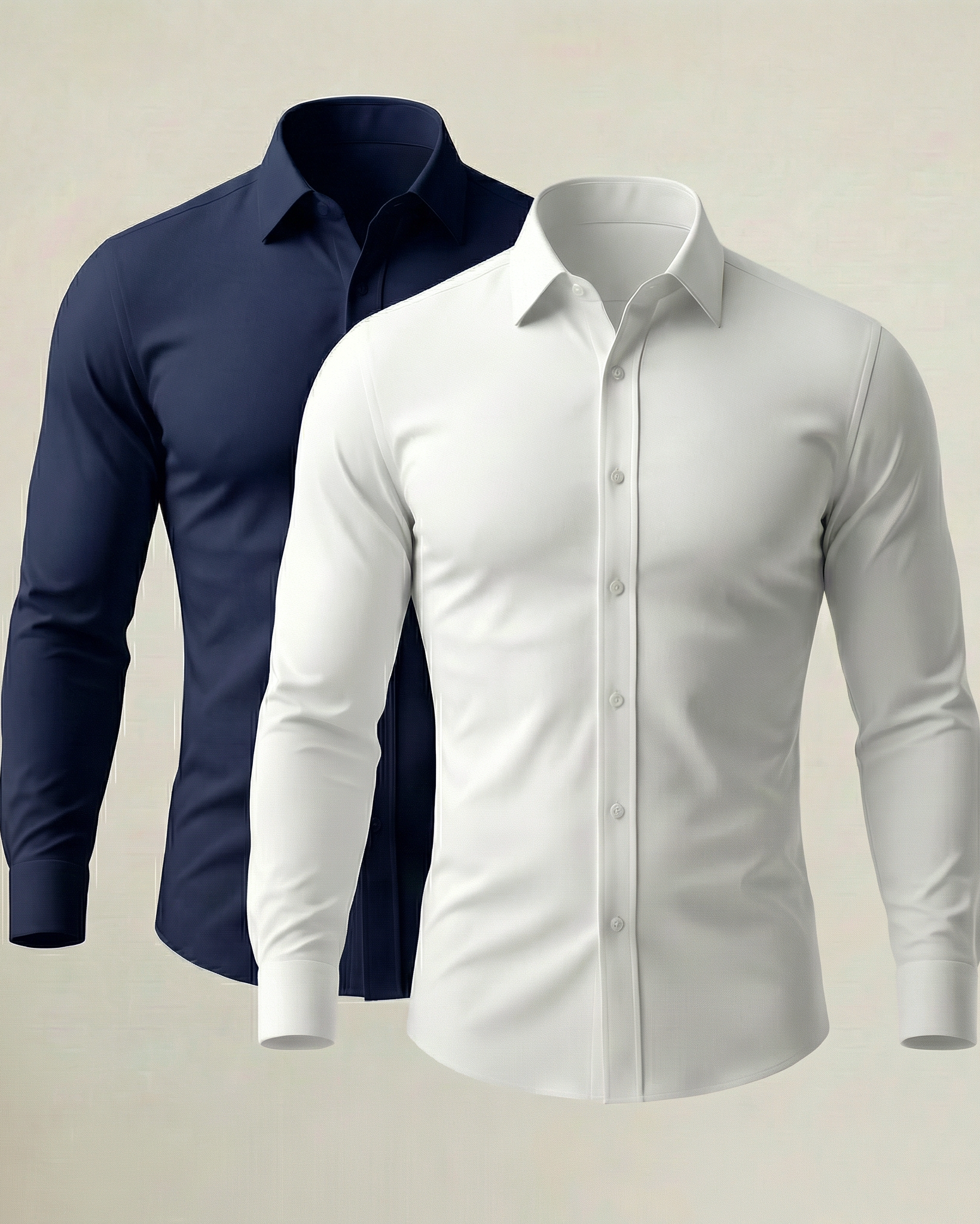 Pack Corporativo de 2 Camisas Stretch en Azul Marino y Blanco
