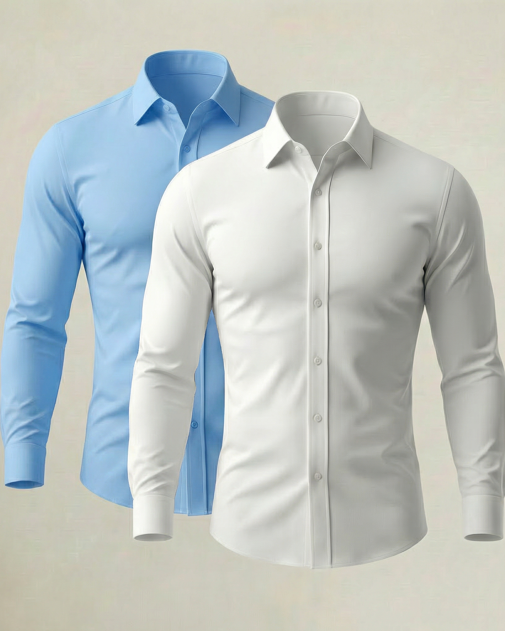Pack de Verano de 2 Camisas Stretch en Azul Cielo y Blanco