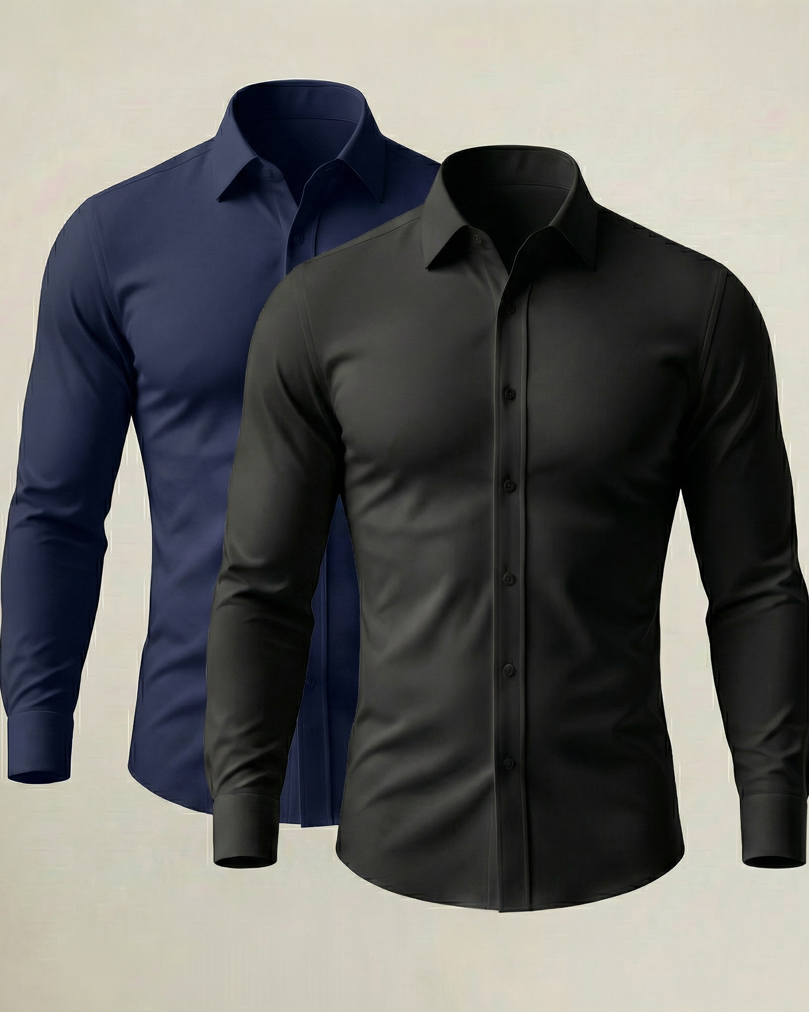 Pack Urbano de 2 Camisas Stretch en Negro y Azul Marino