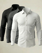 Pack Básico de 3 Camisas Stretch en Negro, Gris y Blanco