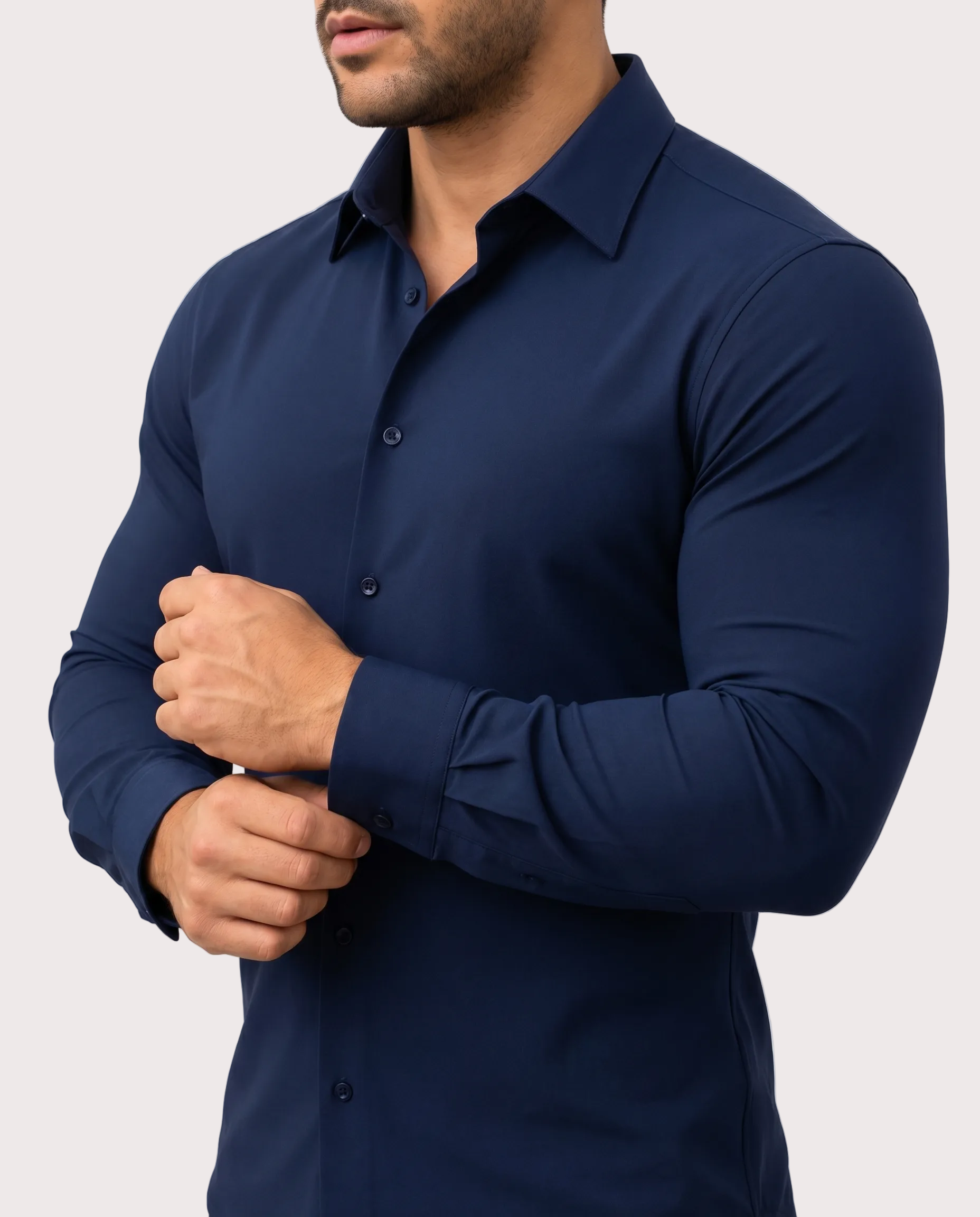 Pack Fresco de 3 Camisas Stretch en Azul Marino, Azul Cielo y Blanco