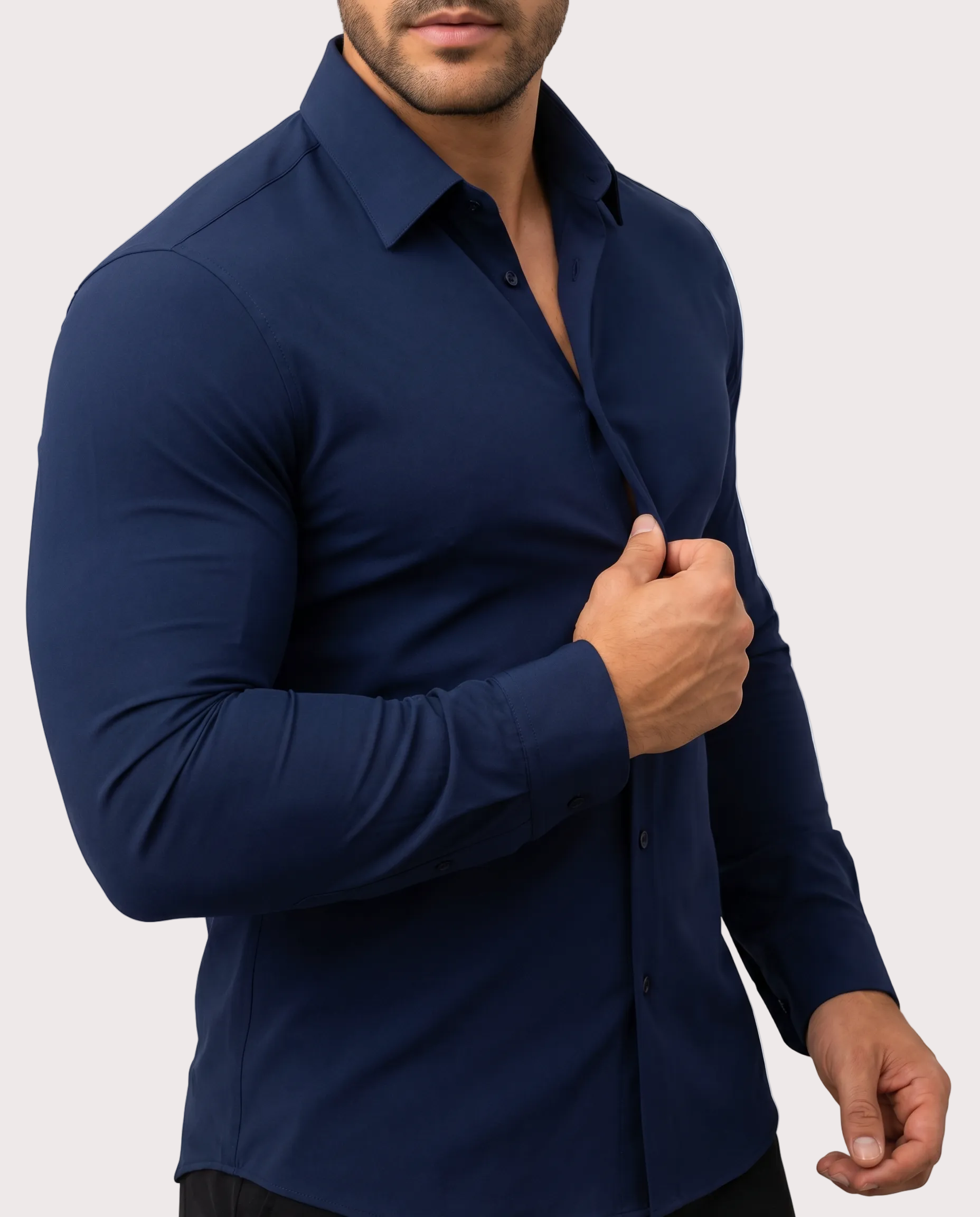 Pack Urbano de 2 Camisas Stretch en Negro y Azul Marino