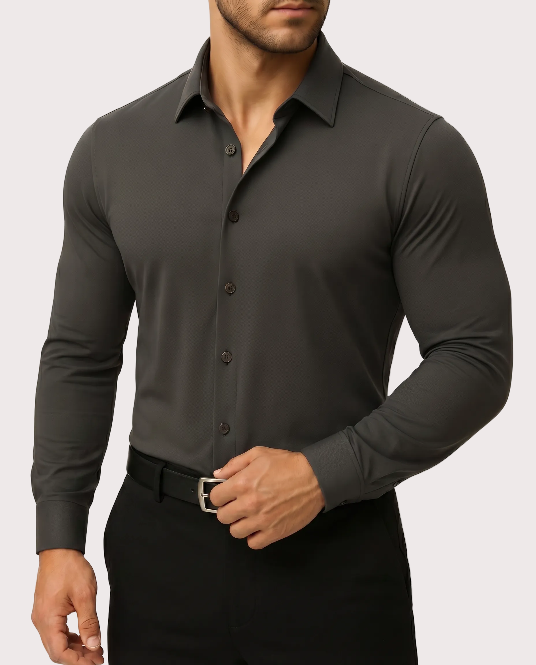 Pack Básico de 3 Camisas Stretch en Negro, Gris y Blanco